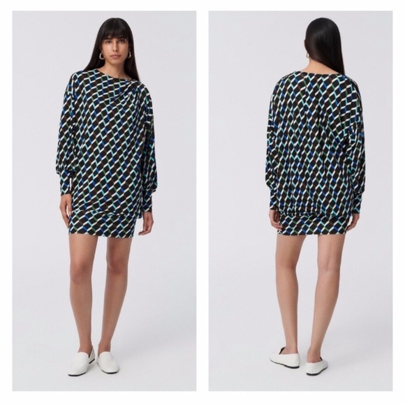 Diane Von Furstenberg Dresses & Skirts - DVF Diane Von Furstenberg Reese Geometric Print Mini Dress Tunic Size Medium NWT